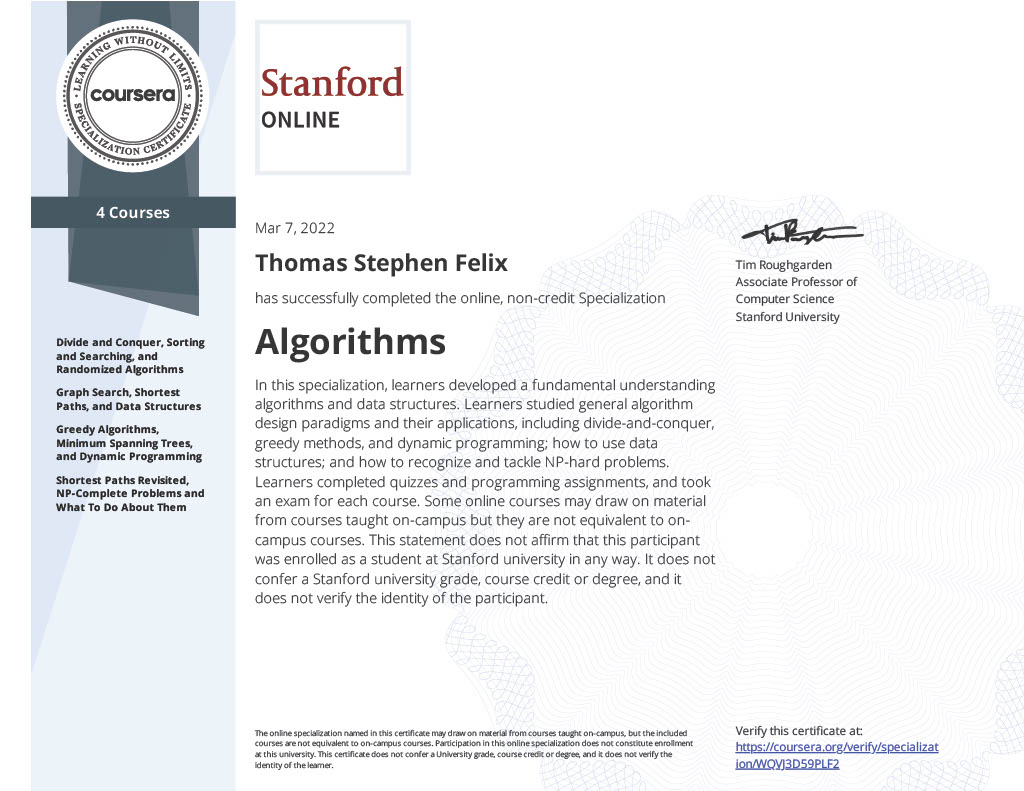 Coursera certificate